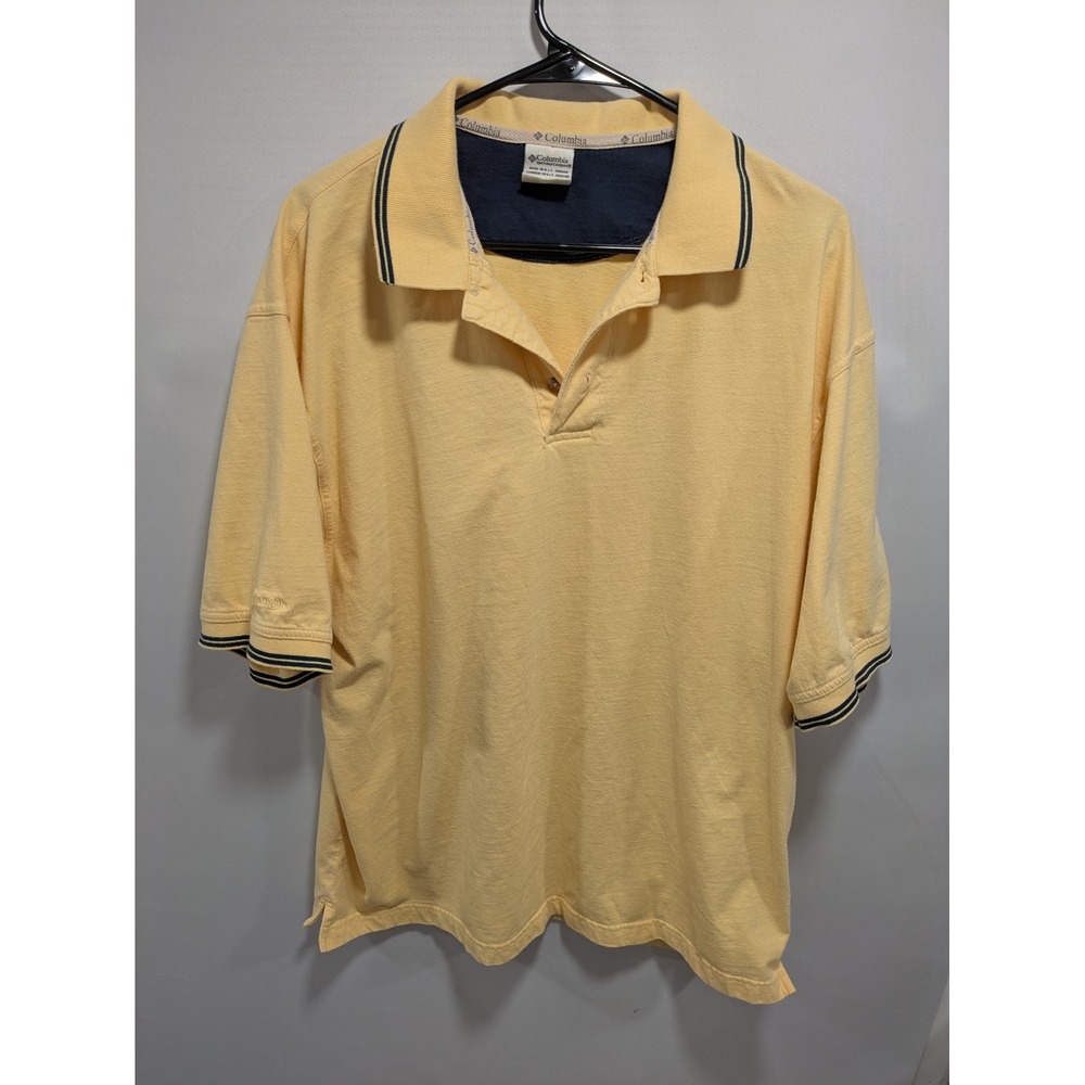 Mens Columbia Sportswear Company Yellow Short Sleeve Polo Shirt Size XL